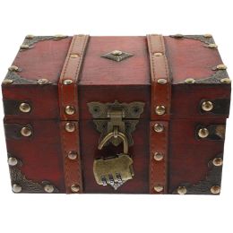 Bins Box Treasure Wooden Storage Pirate Vintage Trinket Wood Jewellery Kids Storage Bin Keepsake Decorative Organiser Trunk Containers