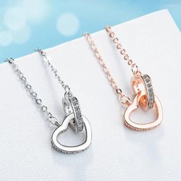 Pendant Necklaces Lovers' Double Heart Circle Necklace Pendants