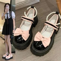 Dress Shoes Women Thick Platform Mary Janes Lolita Party Pumps Summer 2024 Sandals Bow Chain Mujer Fashion Oxford Zapatos