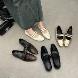 Casual Shoes Bailamos 2024 Spring Women Flat Fashion Square Toe Shallow Ladies Mary Jane Ballerinas Heel Ballet