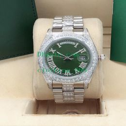 11 Style Watch Men Automatic mechanical movement 18038 Diamond Roman Numeral Male Wristwatches Green Dial 18K Gold 41mm Wristwatch329U