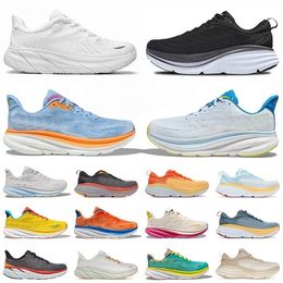 Trainers Bondi 8 Clifton 8 9 Sports Casual Shoes Mens ONE Black White Sports Lightweight Shock Mesh Runner Absorption Amber Women Brand Sneakers big size 47