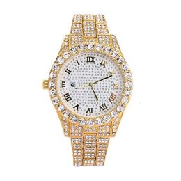high quality luxury mens watch women Fashion Trend Steel Band Watch Full Sky Star Set with Diamond Roman Scale Calendar 9COQ
