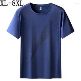 Men's T Shirts 8XL 7XL 6XL 2024 Summer Ice Silk Breathable Shirt For Men High End Fashion Mens Tshirts Short Sleeve O-Neck Male T-shirts