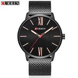watch CURREN Simple Big Dial Ultrathin Fashion Business Men Watch Full Steel Quartz Male Clock Reloj Hombre Montre Homme202M