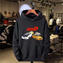 Initial D Racing Sports Hooded Mens Sweatshirt Autumn Long Sleeved Hooded Sweatshirt Hooded Black Grey Sportswear