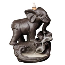 Burners Elephant Backflow Waterfall Incense Burner Elephant Ornamental Incense Burner Auspicious Backflow Handicraft Home Decor Ornament