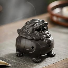 Burners Lion Dragon Ceramic Plate Incense Stove Crafts Incense Decoration Backflow Creative Home Incense Insertion Tea Pet