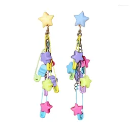 Dangle Earrings 1 Pair Cool Harajuku Acrylic Five-Pointed Star Beaded Unique Dropship