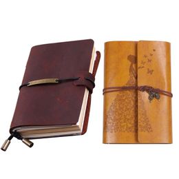 Leather Travel Journal Notebook For Men Women 5.2 X 4 Inches - Red Wine Refillable Notebook JournalsA6 Leather Bound Travel 240311