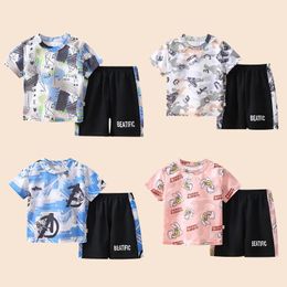 2PCS Mother Kids Clothes Childrens Sets Boys Girl Tshirt Shorts Summer Cotton Short Sleeve Baby Children Clothing Toddler Suit 240325