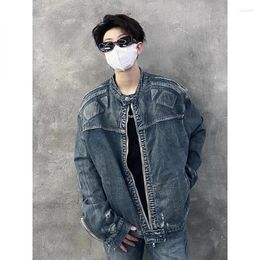 Men's Jackets American Vintage Washed Denim Jacket Men Woman Spring Casual Oversized Varsity Cowboy Coat Unisex High Street Distress Outwear