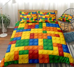 sets 3d Kids Boy Bed Cover Colorful Bricks Game Bedlinen Duvet Cover Set Fashion Bed Sheet Duvet Cover Sets 2/3pcs Bedding Set