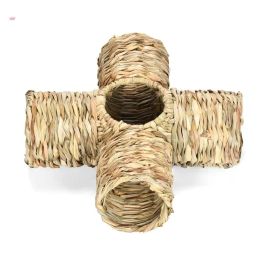 Cages Bunny Straw House Grass Woven Nest Tunnel Toy for Junior Hamster Nest Chew Toys for Junior Guinea Pigs Resting & Playing