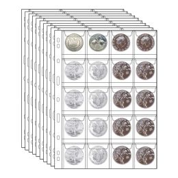 Albums 10PCS Album for Coins Albums 12/20/30/42 Pocket Coins Collection PVC Transparent Inside Pages Coins Loose Leaf Organiser Bag