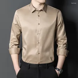 Men's Casual Shirts Spring/Summer 2024 High Quality Long Sleeve Fashion Business Dress Slim Fit Solid Color Non Iron