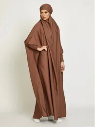 Ethnic Clothing Jilbab Modest Abaya Women Satin Shirred Cuff Islamic Hooded Dress Ramadan Full Cover Prayer Garment Long Khimar Jilbabs