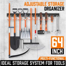 Racks NONE 64 Inch Adjustable Storage System Wall Mount Garden Tool Organiser Tool Hangers for Mop Broom Holder Shovel Rake Broom
