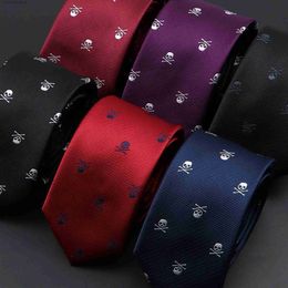 Neck Ties Neck Ties New Casual Slim Skull Ties For Men ic Polyester Red Blue Neckties Fashion Man Tie for Wedding Party Cosplay Neckwear Tie Y240325