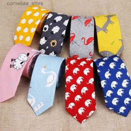 Neck Ties Neck Ties Cotton Mens Colourful Tie Animal Chicken Goat Fox Ties Narrow Kids Children Necktie Slim Skinny Cravate Narrow Thick Necktie Y240325