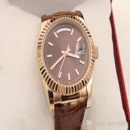 Luxury Mens Watch rose golden unisex new arrivel Automatic Mechanical Wrist Watch Leather Belt 36mm207Z