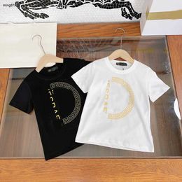 Brand baby T-shirt Gold half circle logo print child tshirt Size 100-160 CM kids designer clothes girls boys Short Sleeve tees 24Mar