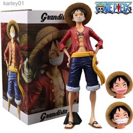 Anime Manga Hot 28cm One Piece Anime Figure Confident Luffy Three Form Face Changing Doll Action Figurine Model Toys Kits yq240325