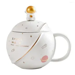 Mugs Coffee Mug Ceramic Creative Planet Tea Space 13oz Unique Embossed Design With Lid Spoon