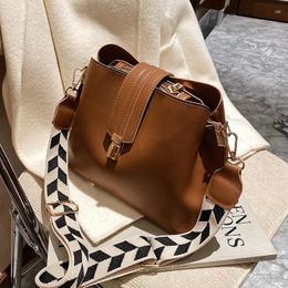 Bag Vintage Simple Small PU Leather Bucket Crossbody Bags For Women 2024 Designer Fashion Lady Luxury Black Shoulder Handbags