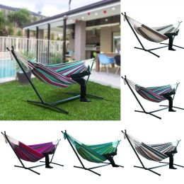 Sculptures 200x150cm Home Indoor Large Without Stand for Bedroom Thicken Widened Foldable Portable Garden Stripe Canvas Hammock Sleeping