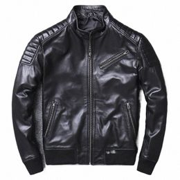 pilot Sheepskin Real Men Leather Jacket Slim Short Aviati Motorcycle Genuine Leather Bomber Jacket Large Size 4XL Flight Coats Z2tO#