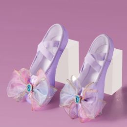 Boots Girls Ballet Shoes Crystal Cartoon Soft Sole Ballet Dance Slippers Children Practise Bowtie Ballerina Shoes Woman Gymnastics