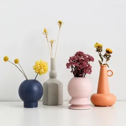 Vases Nordic Creative Ceramic Pink Vase Ornaments Living Room Bedroom Study Home Flower Ornament INS Style Small