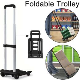 Carts Portable Folding Luggage Cart Heavy Duty Twowheel Trolley For Home Travel Shopping 35kg Foldable Barrow Home Use