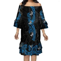 Party Dresses 2024 Summer Lotus Multi-Layer Dress Round Neck Elegant Banquet High-Quality Fabric Polynesian Tribal Ethnic Custom