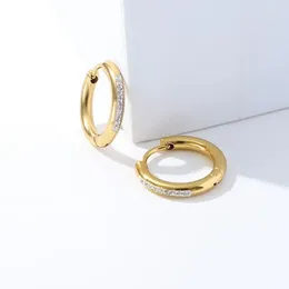 Hoop Earrings Stainless Steels Hollow Gold Colour For Women Luxury Trendy Female Circle Statement Jewellery