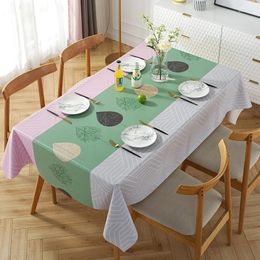 Table Cloth Tri Color Printed Tablecloth Rectangular Patchwork Decorative Waterproof Tabletop Cover Home Fabric Art