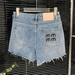 Fashion Womens Denim Pants Design Back Rhinestone Letter Shorts High Waist Denim Short Pant Streetwear