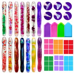 Stitch New Flower Diamond Painting Pen Kit Handmade Resin 5D Feather Point Drill Pen 6pcs Ergonomic Plastic Curved Pen Tip Comfort Grip