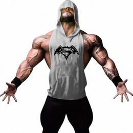 new Fi Cott Sleevel Shirts Gym Hoodies Tank Top Men Fitn Shirt Bodybuilding Singlet Workout Vest Men O2xi#