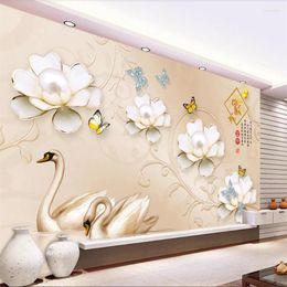 Wallpapers Custom Wallpaper 3d European Beautiful Blue Jewellery Flower Stereo Po Mural TV Background Wall Papers Home Decor