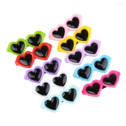 Dog Apparel Hairpin Barrettes Non-toxic 10pcs Heart Sunglasses Hairpins Anti-break Hair Clips Multi-color For Pet Grooming