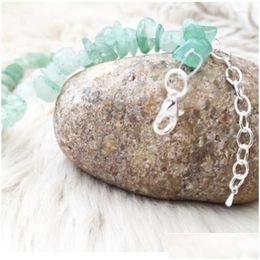 Charm Bracelets Green Aventurine Crystal Beaded Bracelet. Chip Bead Stone Healing Jewellery. Birthstone September Money Drop Deliver Dhnpb