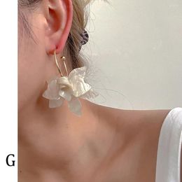 Hoop Earrings GHIDBK Japanese Korean Retro Acrylic Large Flowers Women's Exaggerated Elegance Personalised Jewellery Party Accessories