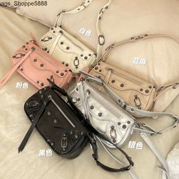 Factory Direct 2024 New Product Popular on the Internet Fashionable Dark Motorcycle with Rivet Design Square Bag Single Shoulder Crossbody #62322