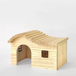 Cages Durable Wooden Hamster Nest House Odourless Non Toxic Wooden Castles Small Animal Playground Chew Toy Hamster Cage