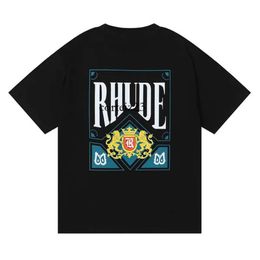 Rhude Shorts Mens Rhude T Shirt Tracksuits Designer Shorts Printing Letter Black White Rainbow Colour Summer Fashion Cotton Sports Suit Rhude Shirt 3098