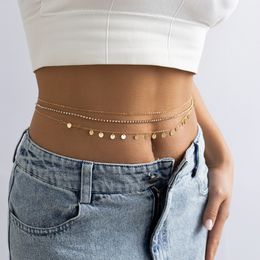 Belly Chains Boho Mtilayer Chain Womens Simple Y Crystal Beads Body Bikini Beach midja Summer smycken gåva Drop Delivery Otsqe