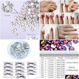 Nail Art Decorations 14400Pcs In Bk Package Wholesale Flatback Lt Sapphire Non Fix Glitter Rhinestones Ss3-Ss20 For H1052 Drop Deliver Dhzke