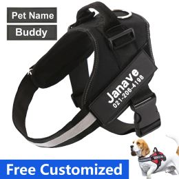 Harnesses Personalised Dog Harness Reflective Adjustable Dog Harness Tank Top Free Custom Name Label Dog Training Supplies Drop Shipping